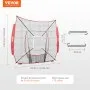 VEVOR 7x7 ft Baseball Softball Practice Net, Portable Baseball Training Net for Hitting Batting Catching Pitching, Backstop Baseball Equipment Training Aids with Strike Zone (Net Only)