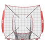 VEVOR 7x7 ft Baseball Softball Practice Net, Portable Baseball Training Net for Hitting Batting Catching Pitching, Backstop Baseball Equipment Training Aids with Strike Zone (Net Only)