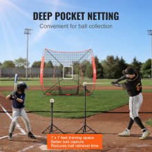 VEVOR 7x7 stop baseballová softballová cvičná síť, přenosná baseballová tréninková síť pro odpalování, chytání nadhazování, baseballové vybavení se zarážkou Tréninkové pomůcky s úderovou zónou