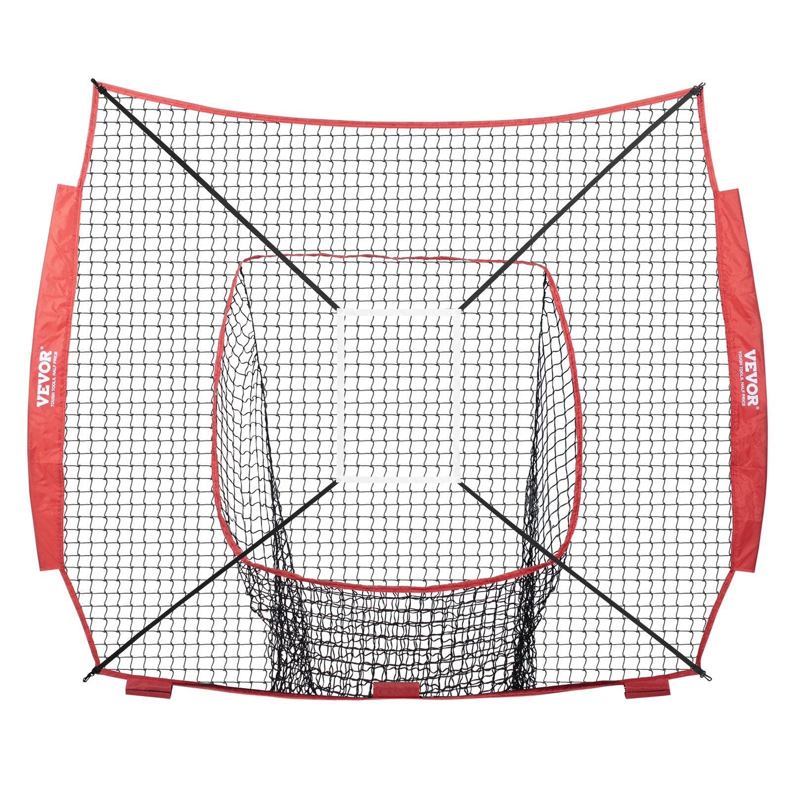 VEVOR 7x7 ft Baseball Softball Practice Net, Portable Baseball Training Net for Hitting Batting Catching Pitching, Backstop Baseball Equipment Training Aids with Strike Zone (Net Only)