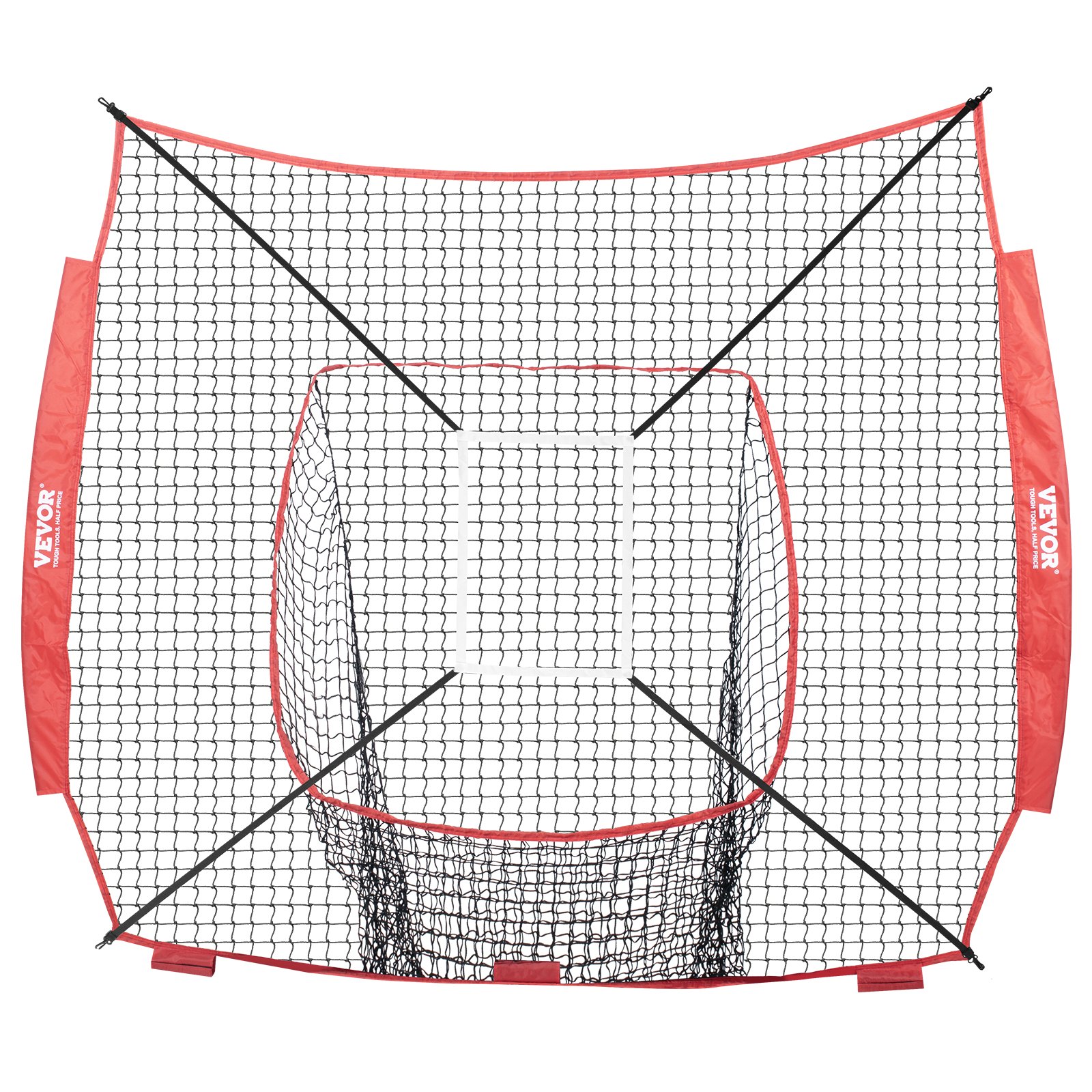 VEVOR 7x7 ft Baseball Softball Practice Net, Portable Baseball Training Net for Hitting Batting Catching Pitching, Backstop Baseball Equipment Training Aids with Strike Zone (Net Only)