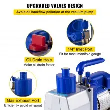 VEVOR Vacuum Pump 7 CFM 1/2 HP Single Stage Air Conditioning Vacuum Pump for R12 R22 R134a R410a Systems 110V 5PA Ultimate Vacuum Refrigerant HVAC Tool for Automobile Reparation Vacuum Evacuation