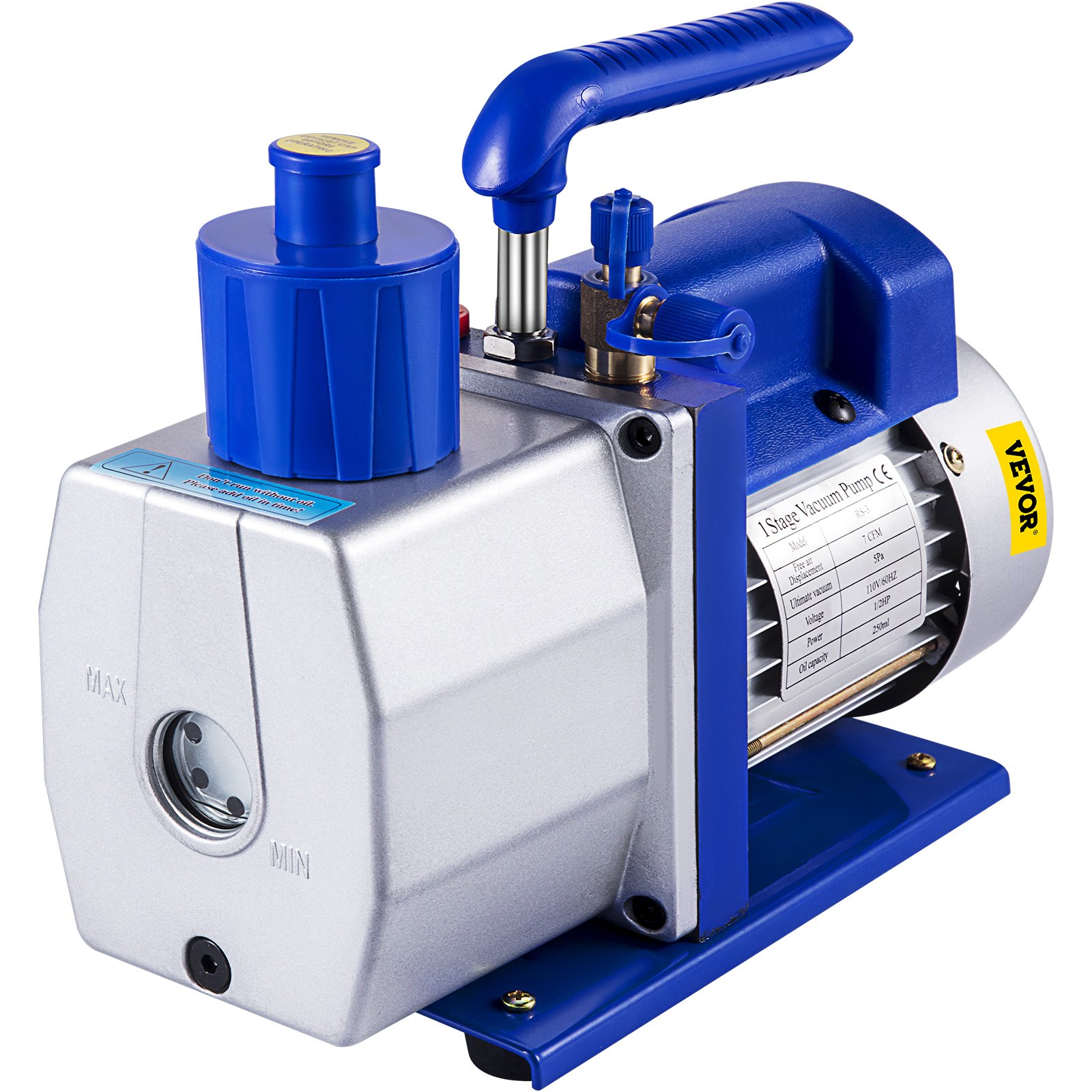 Vacuum Pump 7 CFM 1/2 HP Single Stage Air Conditioning Vacuum Pump for R12 R22 R134a R410a Systems 110V 5PA Ultimate Vacuum Refrigerant HVAC Tool for Automobile Reparation Vacuum Evacuation Vacuum Pump 7 CFM 1/2 HP Single Stage Air Conditioning Vacuum Pump for R12 R22 R134a R410a Systems 110V 5PA Ultimate Vacuum Refrigerant HVAC Tool for Automobile Reparation Vacuum Evacuation