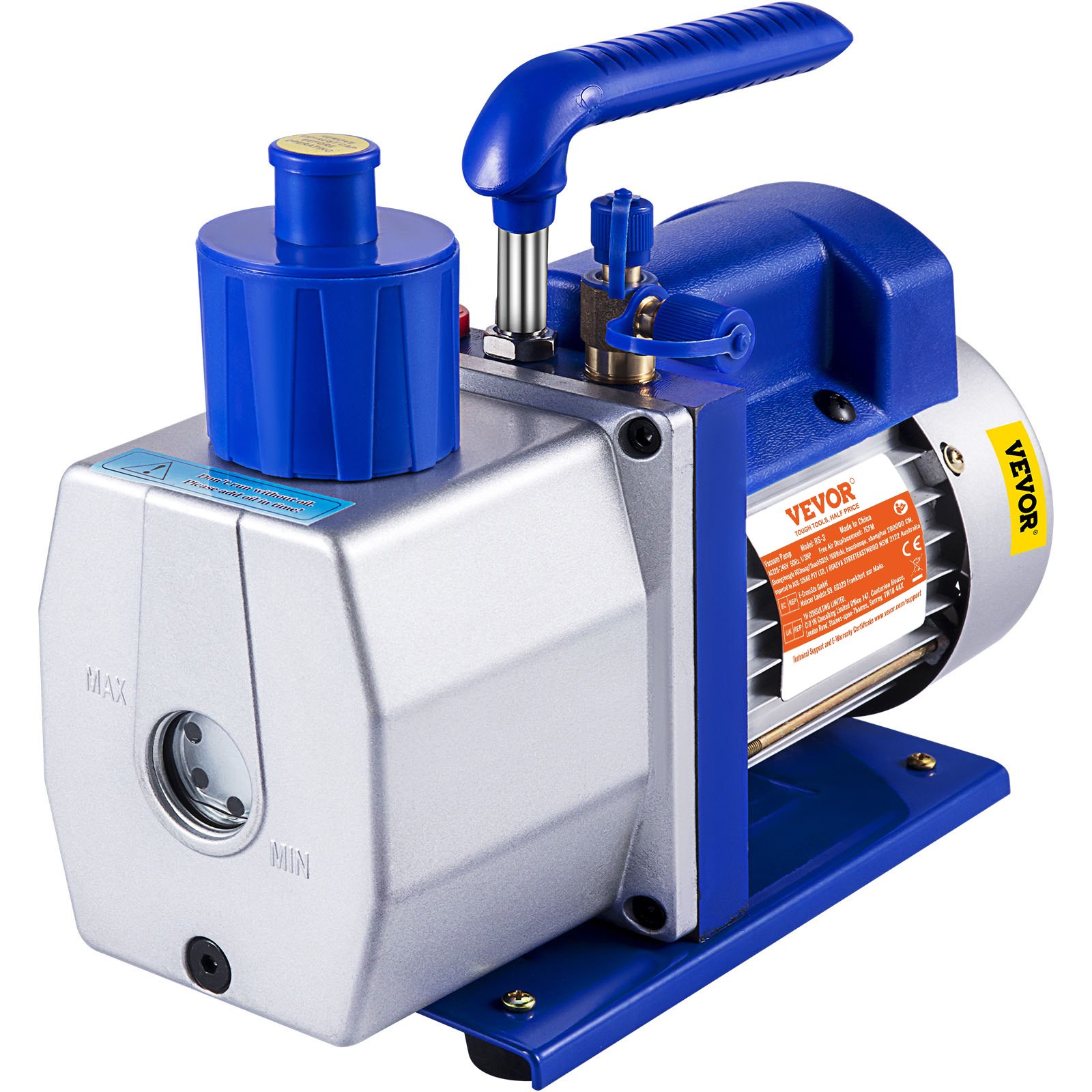 VEVOR Single Stage Vacuum Pump Rotary Vane 7CFM 1/2HP Deep HVAC