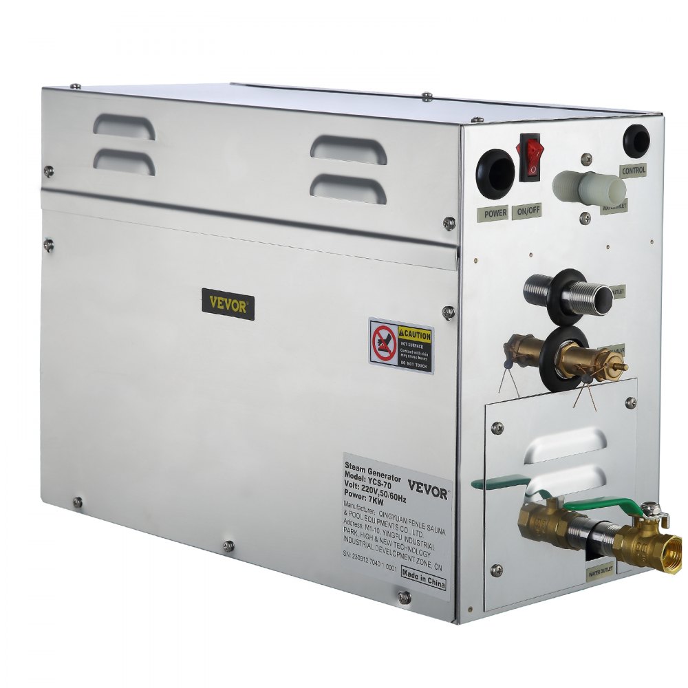 VEVOR Generador de vapor de 7 KW Vaporizador de sauna de 220 V con controles programables a prueba de agua para el hogar SPA Baño Hotel Ducha Baño (7KW-1)