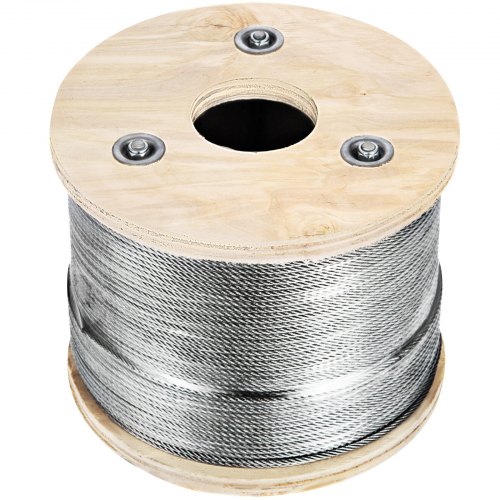 VEVOR Cable de acero inoxidable 7 x 19 Cable de acero para aeronaves Cuerda de alambre SUS304 Cuerda de cabrestante 1/4 pulgadas 500 pies para barandas Cubierta DIY Balaustrada (1/4 pulgadas 500 pies)