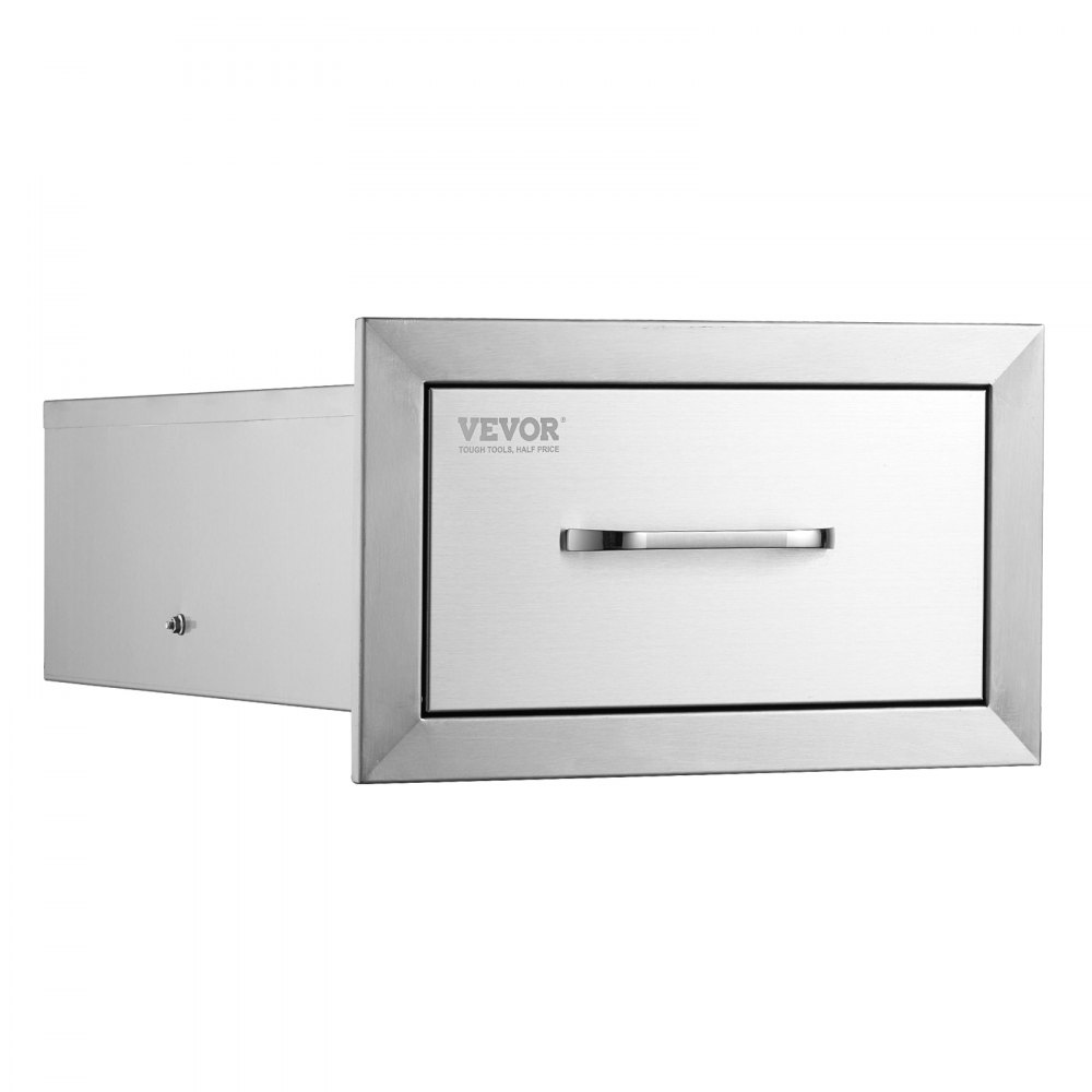 VEVOR 14x8.5 Inch Outdoor Kitchen Drawers Stainless Steel, Flush Mount Double Drawers,14W x 8.5H x 23D Inch, with Stainless Steel Handle, BBQ Drawers for Outdoor Kitchens or BBQ Island