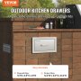 VEVOR 14x8.5 Inch Outdoor Kitchen Drawers Stainless Steel, Flush Mount Double Drawers,14W x 8.5H x 23D Inch, with Stainless Steel Handle, BBQ Drawers for Outdoor Kitchens or BBQ Island