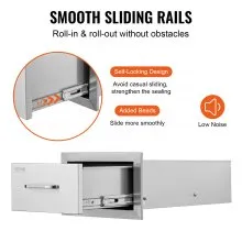 VEVOR 14x8.5 Inch Outdoor Kitchen Drawers Stainless Steel, Flush Mount Double Drawers,14W x 8.5H x 23D Inch, with Stainless Steel Handle, BBQ Drawers for Outdoor Kitchens or BBQ Island