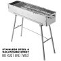 VEVOR Folded Portable Charcoal BBQ Grill,34x8 inches Outdoor Barbecue Camping Grill,Stainless Steel Kebab Grill, Folding Grill, Perfect for Home Ourdoor Travel Use