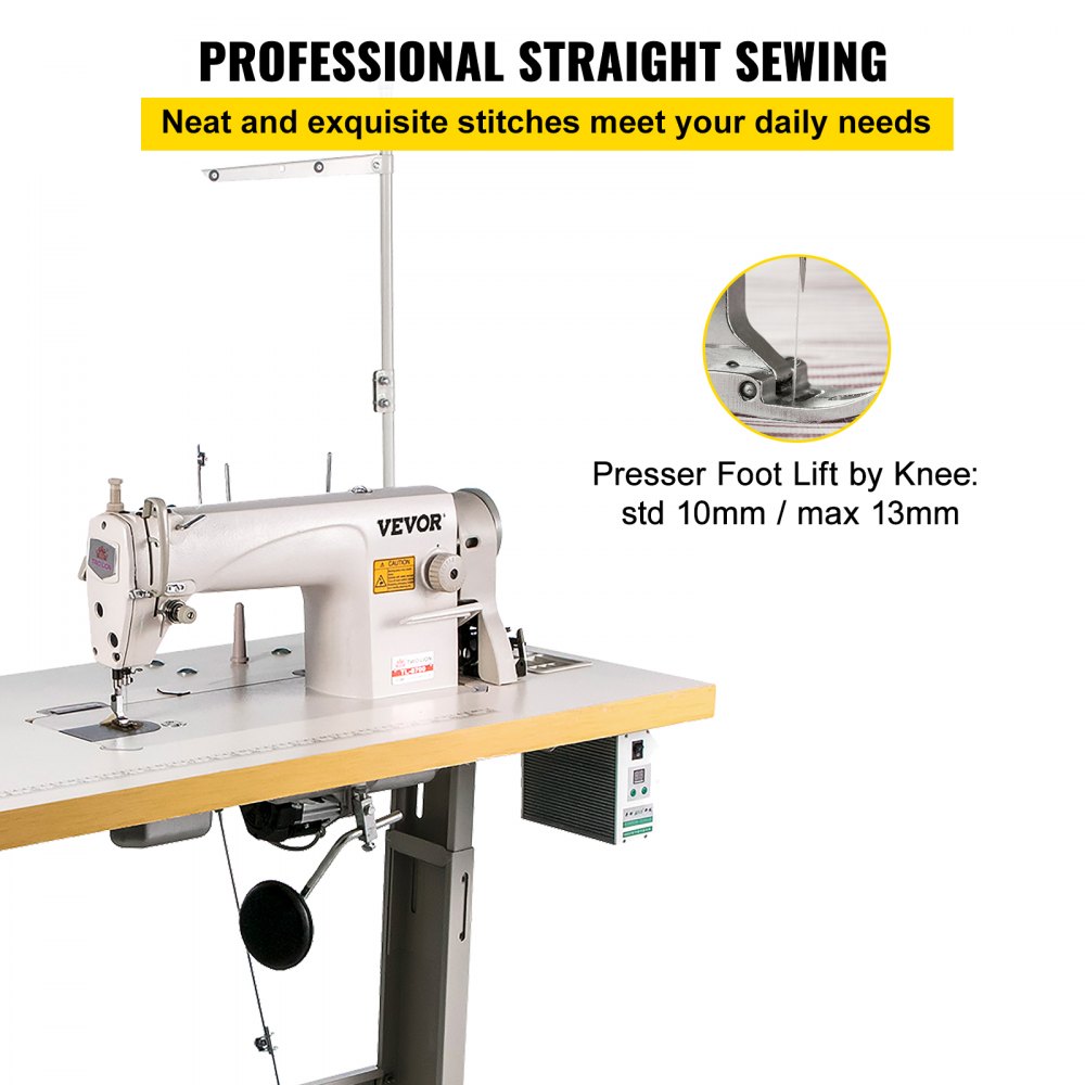 VEVOR Industrial Sewing Machine DDL8700 Lockstitch Sewing Machine with Servo Motor + Table Stand Commercial Grade Sewing Machine