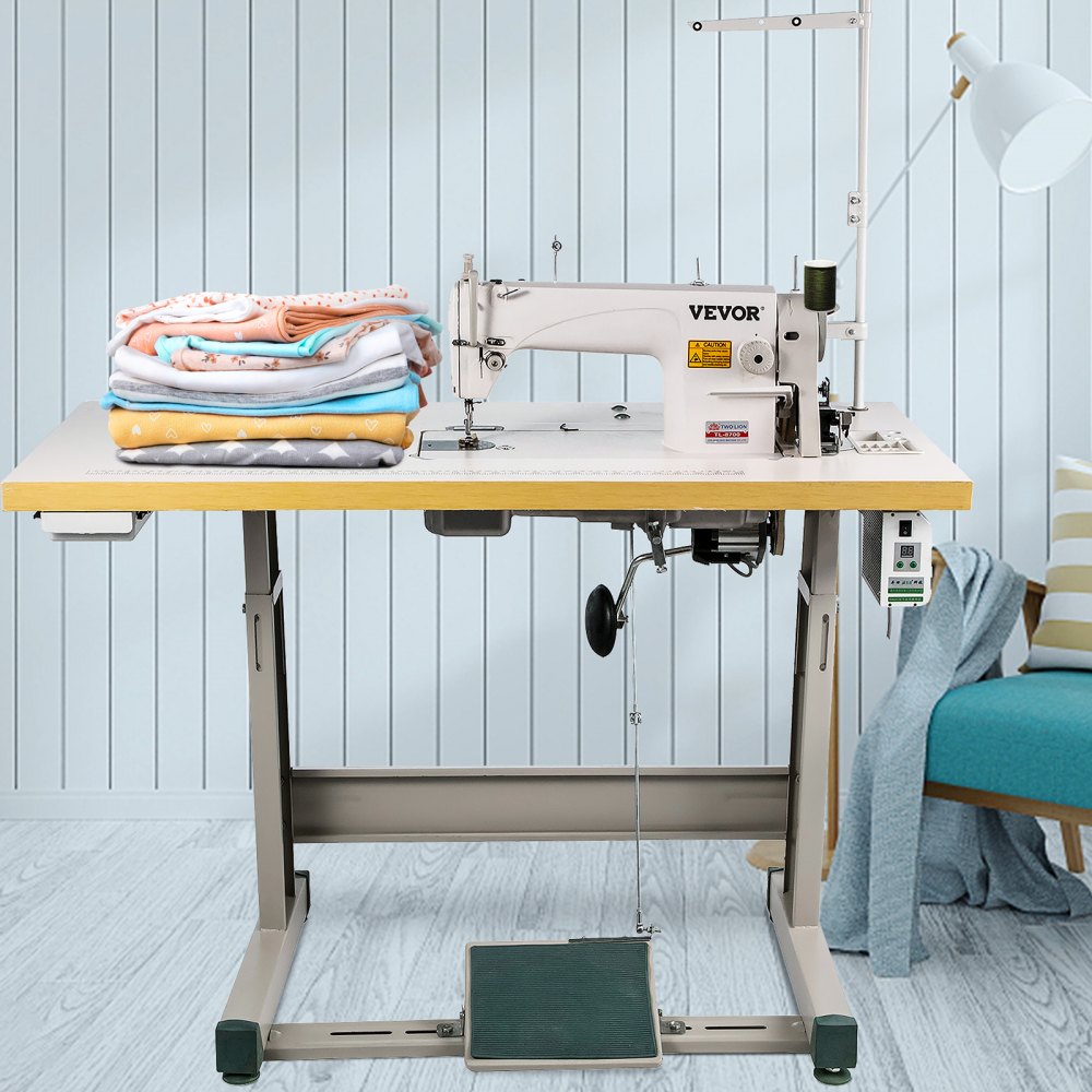 VEVOR Industrial Sewing Machine DDL8700 Lockstitch Sewing Machine with Servo Motor + Table Stand Commercial Grade Sewing Machine