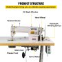 Máquina de coser industrial VEVOR DDL8700 Máquina de coser de punto de cadeneta con servomotor + soporte de mesa Máquina de coser de grado comercial