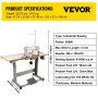 VEVOR Industrial Sewing Machine DDL8700 Lockstitch Sewing Machine with Servo Motor + Table Stand Commercial Grade Sewing Machine