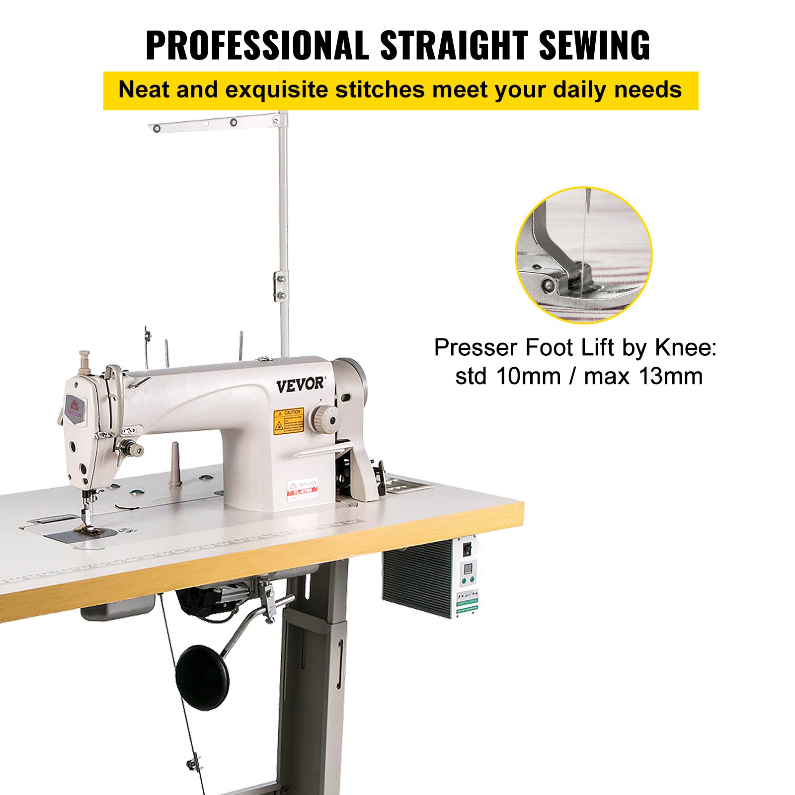 VEVOR Industrial Sewing Machine DDL8700 Lockstitch Sewing Machine with Servo Motor + Table Stand Commercial Grade Sewing Machine