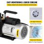 VEVOR vacuum pump with oil sight window and heat-sink window for monitoring and cooling.