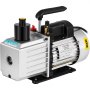 VEVOR vacuum pump with black handle and silver body on white background.