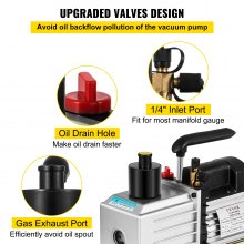 8CFM Two-Stage Rotary Vane Professional Vacuum Pump (15Micron, 1HP, 1/4"flare 3/8 SAE 1/2"ACME inlet)