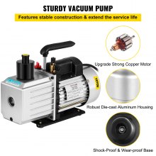 VEVOR 8CFM Two-Stage Rotary Vane Professional Vacuum Pump 15Micron 3/4HP