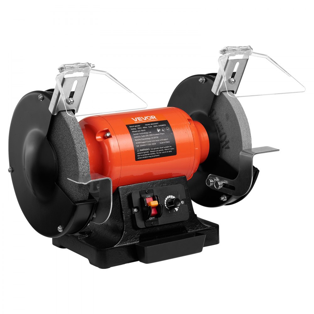 VEVOR Bench Grinder, 8-inch Variable Speed Bench Grinder, 2000-3450RPM Table Grinders with 550W 5.0A Induction Motor, 36/60-Grit Grinding Wheel & Adjustable Eye Shield for Sharpening Grinding