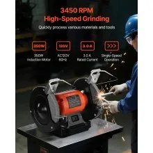Amoladora de banco VEVOR de 8 pulgadas, 350 W, 3450 RPM, amoladora de mesa de alta velocidad