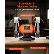 Amoladora de banco VEVOR de 8 pulgadas, 350 W, 3450 RPM, amoladora de mesa de alta velocidad