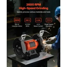Amoladora de banco VEVOR de 8 pulgadas, 550 W, 3450 RPM, amoladora de mesa de alta velocidad