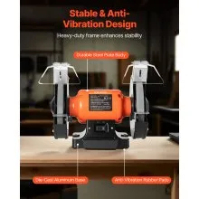 Amoladora de banco VEVOR de 8 pulgadas, 550 W, 3450 RPM, amoladora de mesa de alta velocidad
