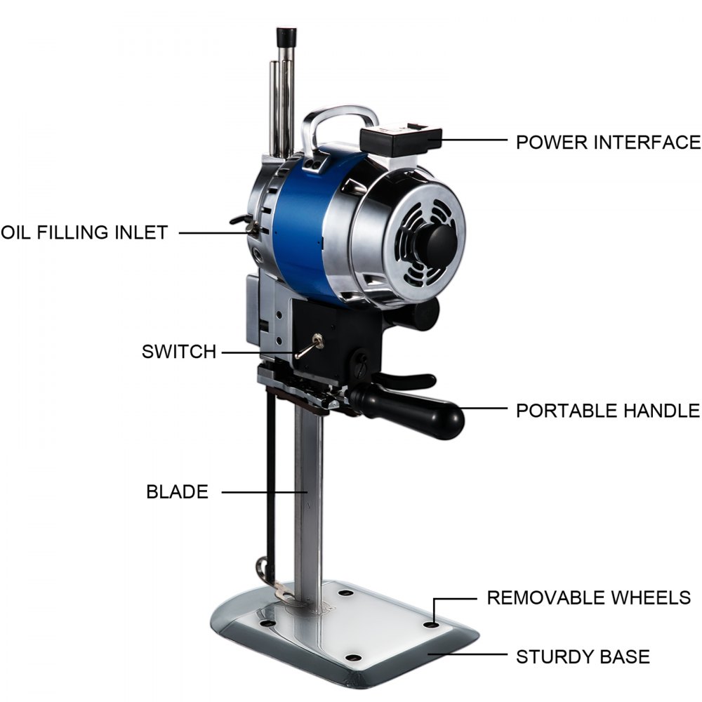 VEVOR Fabric Cutting Machine 8 inch High Speed Straight Knife Cloth Cutting Machine 750W Industrial Fabric Cutting Machine with Automatic Knife Sharpen(8 inch)