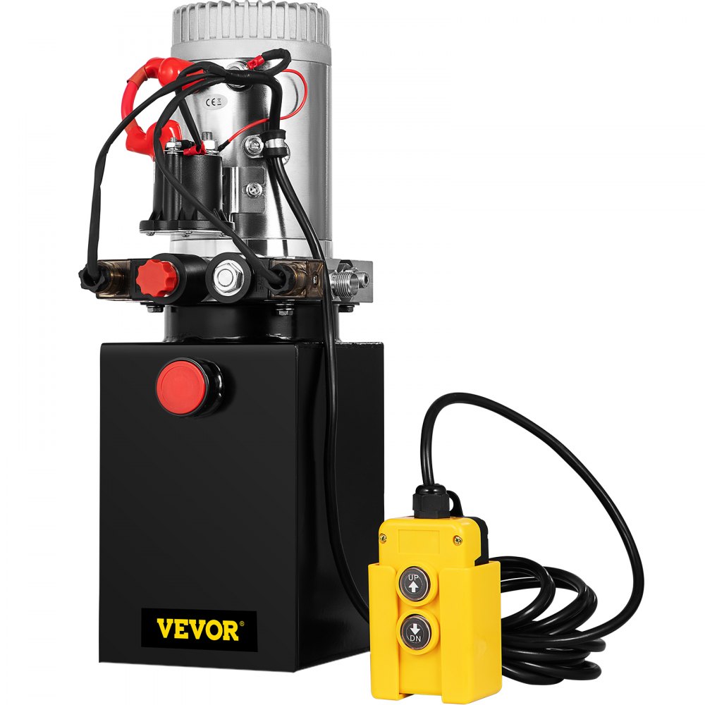 VEVOR 8 Quart Double Acting Hydraulic Pump Dump Trailer Reservoir Control Kit Durable  DC12V Hydraulic Pump