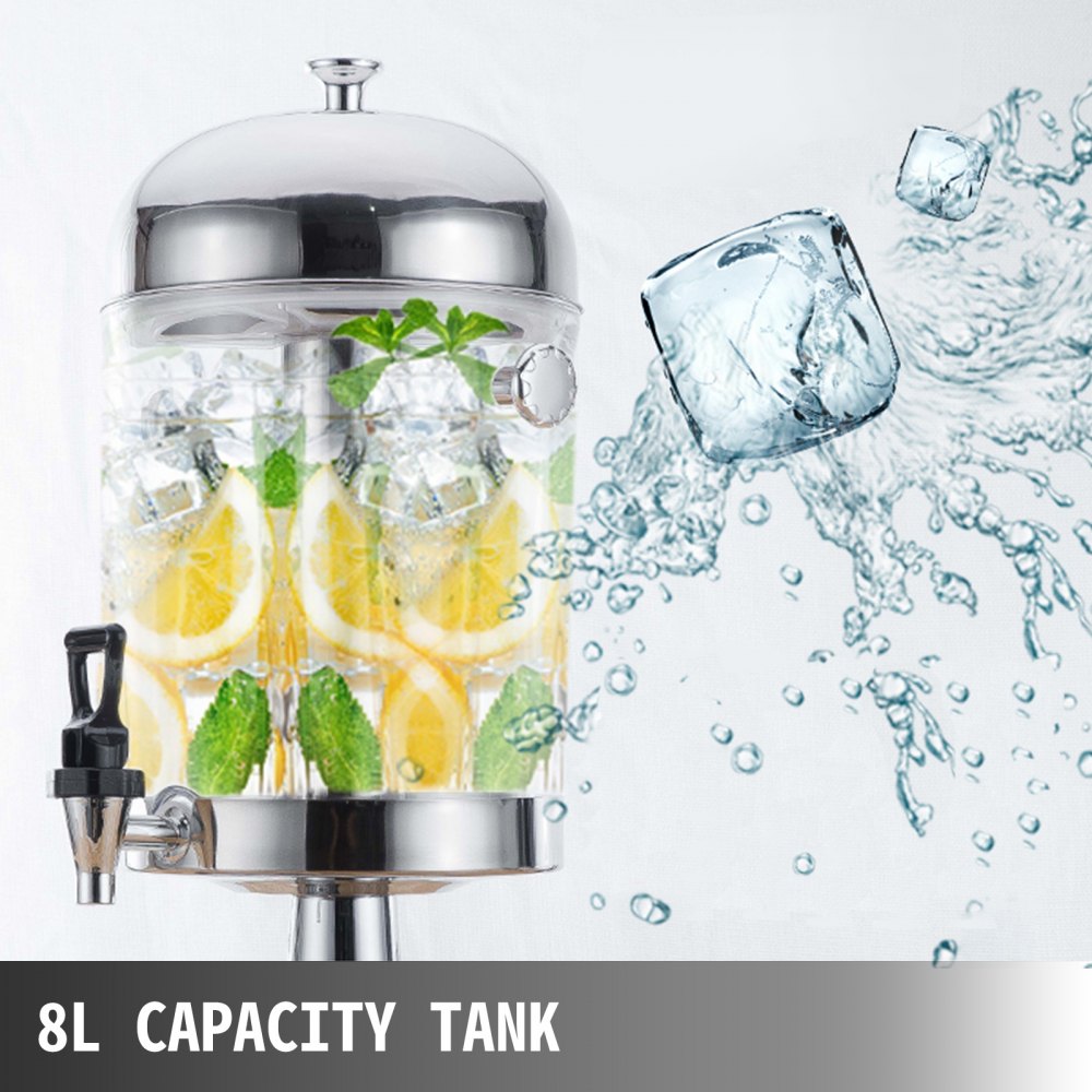 VEVOR Dispensador de Bebidas Comercial 8L/2.2 Galones Máquina de Bebidas de Jugo Frío para Frío y Caliente Adecuado para Fiestas Restaurantes Hoteles Buffets Banquetes Bares