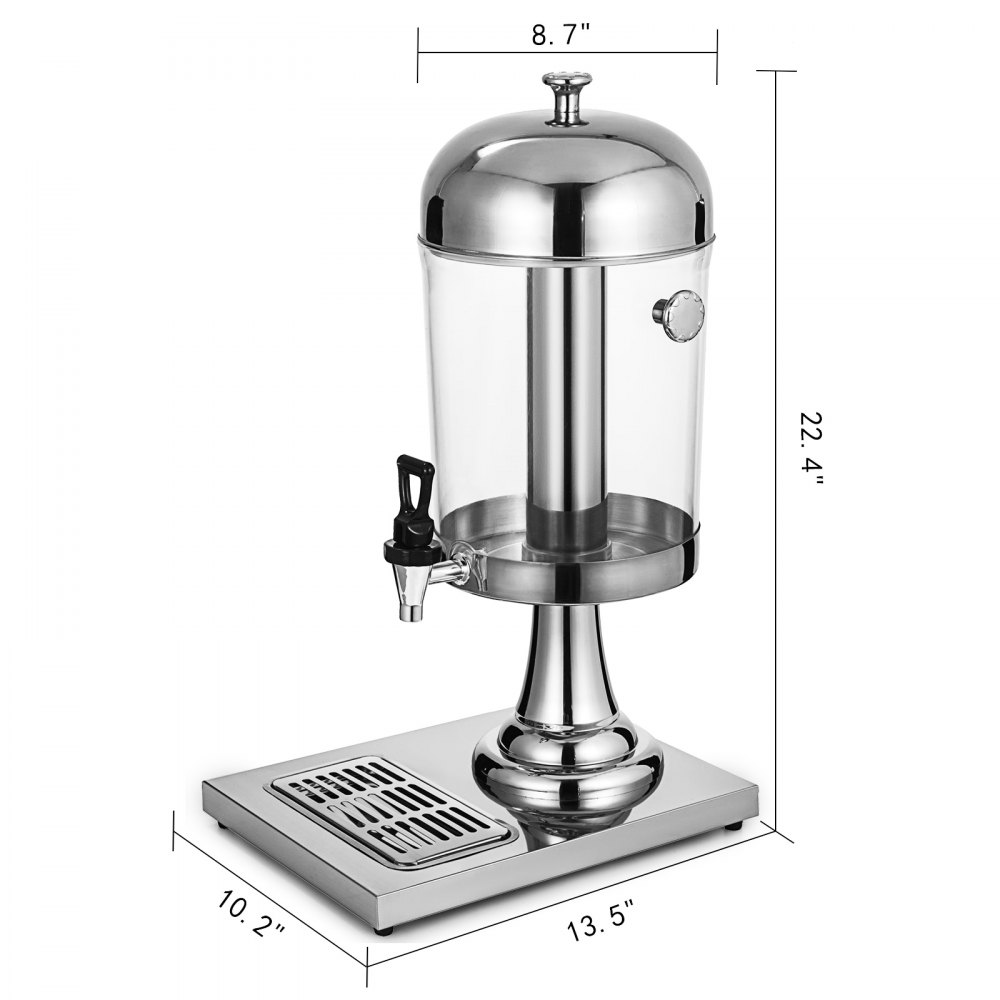 VEVOR Dispensador de Bebidas Comercial 8L/2.2 Galones Máquina de Bebidas de Jugo Frío para Frío y Caliente Adecuado para Fiestas Restaurantes Hoteles Buffets Banquetes Bares