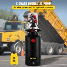 VEVOR Hydraulic Power Unit 12V DC Double Acting Hydraulic Pump 8 Quart Steel Reservoir Hydraulic Pump Unit for Dump Trailers Car Lift Pump (8 Quart Double Acting Steel)