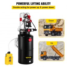 VEVOR Hydraulic Power Unit 12V DC Double Acting Hydraulic Pump 8 Quart Steel Reservoir Hydraulic Pump Unit for Dump Trailers Car Lift Pump (8 Quart Double Acting Steel)