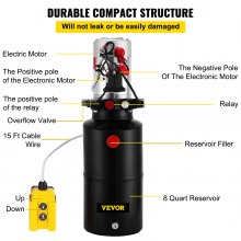 VEVOR Hydraulic Power Unit 12V DC Double Acting Hydraulic Pump 8 Quart Steel Reservoir Hydraulic Pump Unit for Dump Trailers Car Lift Pump (8 Quart Double Acting Steel)