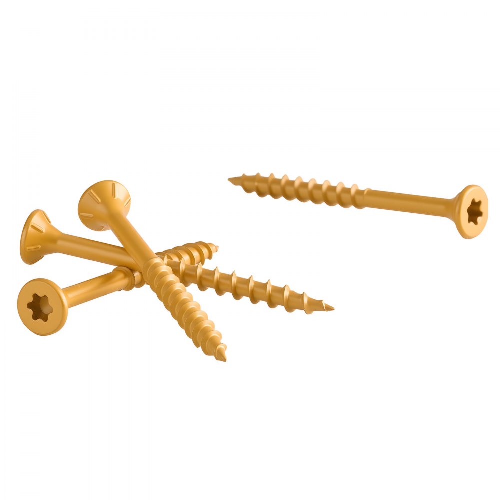 VEVOR Wood Screws 350 PCS, #8 x 2-Inch Anti-Rust Coated, Exterior Deck Screw Torx/T25 Star Drive, Metal Rust-Resistant Outdoor Decking Screws with 2 Screw Connectors, for Decking Fencing Framing