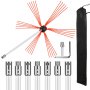 VEVOR chimney sweep kit with nylon rods, bristle head, hex key, adapter, and black bag.