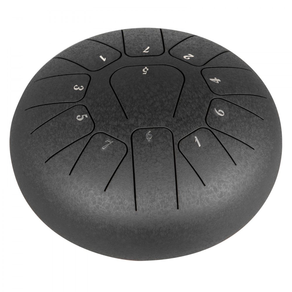 VEVOR Steel Tongue Drum 11 Notes 8 Inches Dia Tongue Drum Black Handpan Drum Notes Percussion Instrument Steel Drums Instruments with Bag, Music Book, Mallets, Mallet Bracket