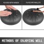 VEVOR Steel Tongue Drum 11 Notes 8 Inches Dia Tongue Drum Black Handpan Drum Notes Percussion Instrument Steel Drums Instruments with Bag, Music Book, Mallets, Mallet Bracket