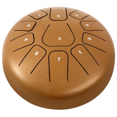 VEVOR Steel Tongue Drum 11 Notes 8 Inches Dia Tongue Drum Gold Handpan Drum Notes Percussion Instrument Steel Drums Instruments with Bag, Music Book, Mallets, Mallet Bracket