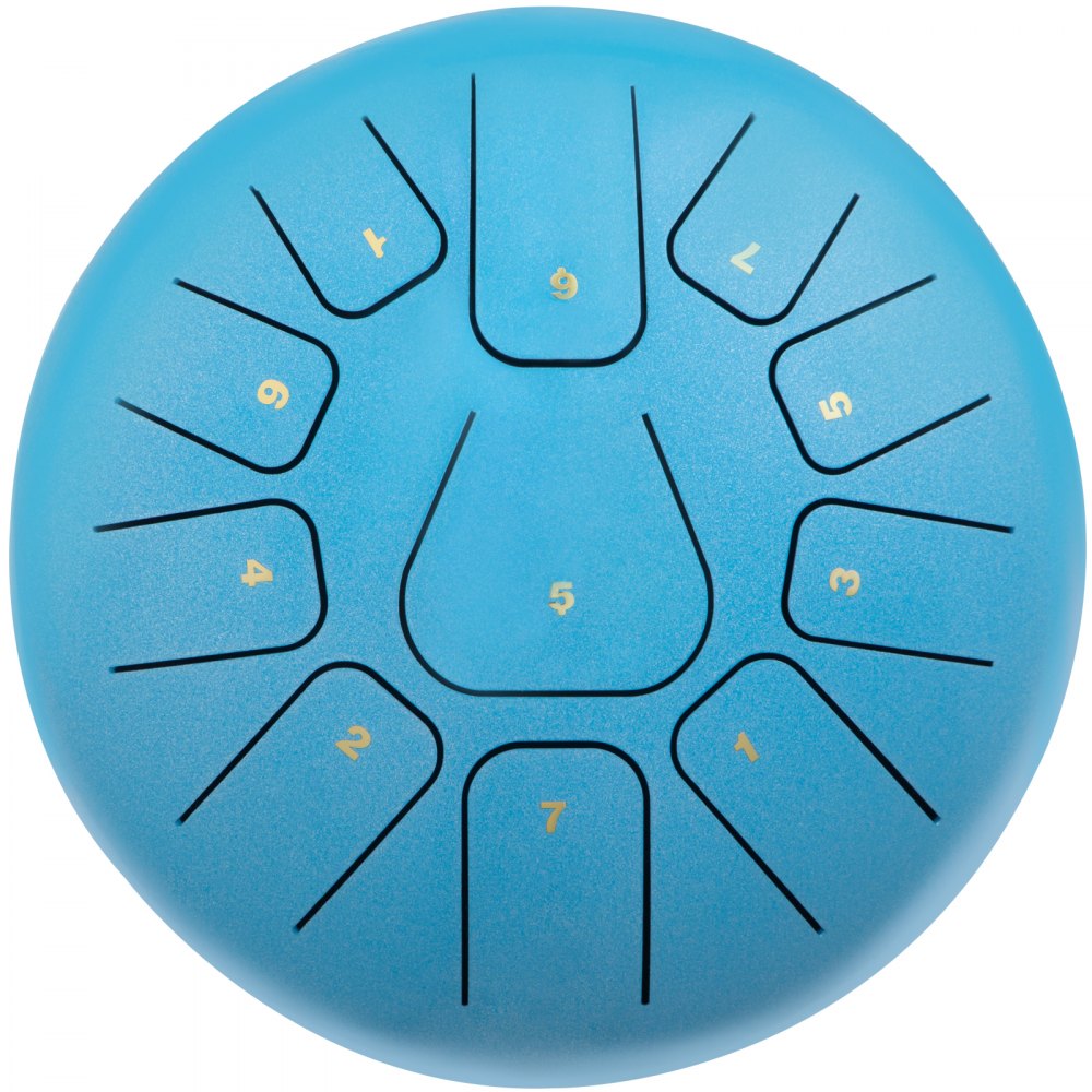 Steel Tongue Drum 8" 11 Notes Pan Drum Handpan Blue Meditation With Bag Mallets