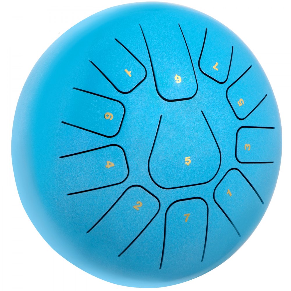 Steel Tongue Drum 8" 11 Notes Pan Drum Handpan Blue Meditation With Bag Mallets