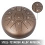 VEVOR Steel Tongue Drum 11 Notes 8 Inches Dia Tongue Drum Chestnut Handpan Drum Notes Percussion Instrument Steel Drums Instruments with Bag, Music Book, Mallets, Mallet Bracket