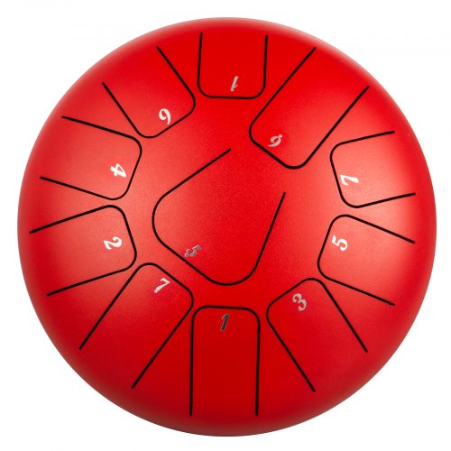 VEVOR Steel Tongue Drum 11 Notes 8 Inches Dia Tongue Drum Red Handpan Drum Notes Percussion Instrument Steel Drums Instruments with Bag, Music Book, Mallets, Mallet Bracket