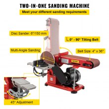 VEVOR Belt Sander 4" x 36",  Disc Combo Sander 6" Electric adjustable bench sander 375W Grinder Bench Sanding Machine with 4 Rubber foot pad