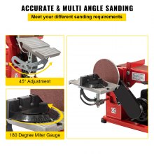 VEVOR Belt Sander 4" x 36",  Disc Combo Sander 6" Electric adjustable bench sander 375W Grinder Bench Sanding Machine with 4 Rubber foot pad