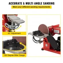 VEVOR Belt Sander 4" x 36", Disc Combo Sander 6",Electric Adjustable Bench Belt Sander 375W,Grinder Bench Sanding Machine With 4 Rubber Foot Pad