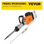 VEVOR 3600W Electric Demolition Hammer Heavy Duty Concrete Breaker 1400 BPM Jack Hammer Demolition Drills with Flat Chisel Bull Point Chisel (3600 W)