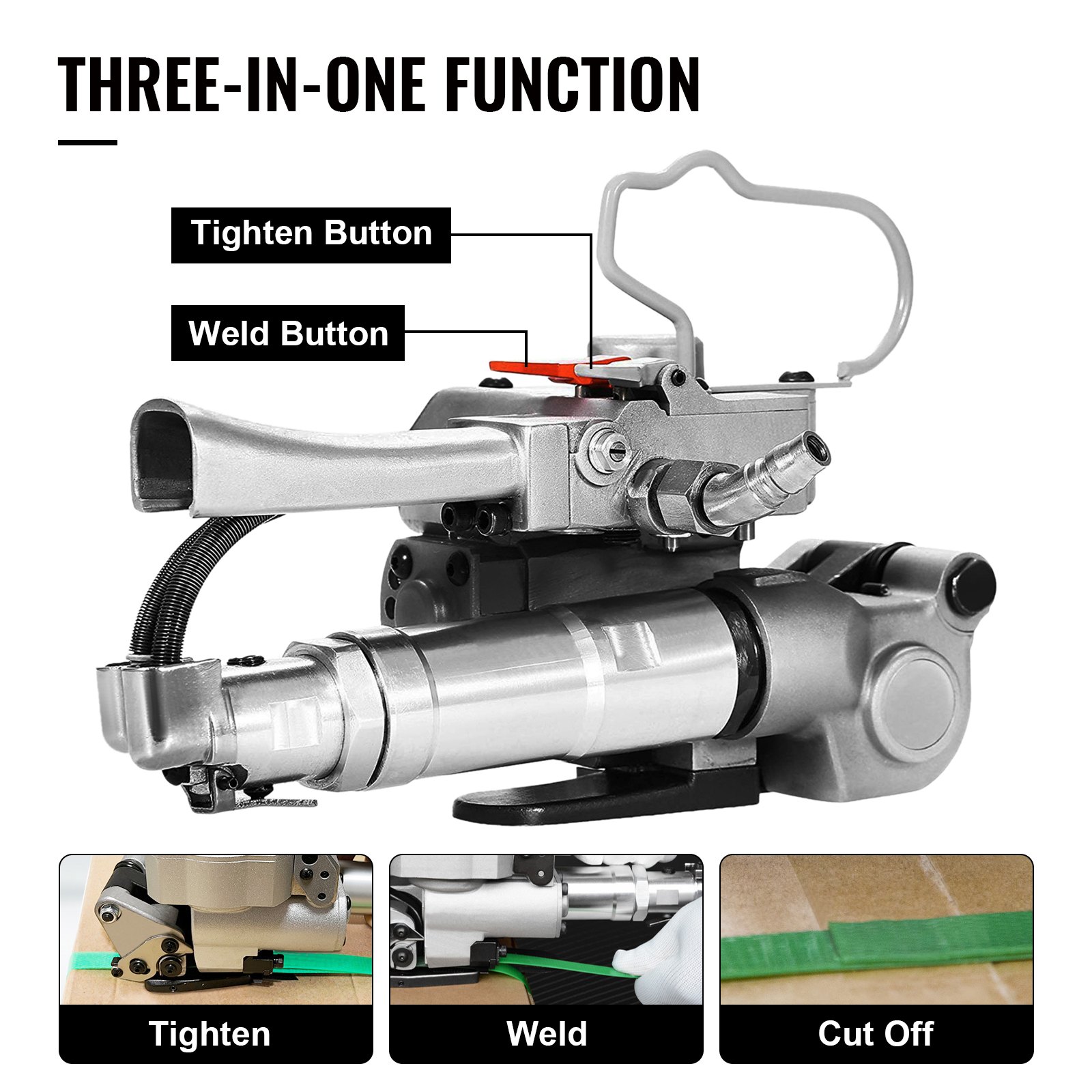 VEVOR A19 Pneumatic Strapping Tool, Hand Held Strapping Machine 1/2" to 3/4", Sealless Strapping Machine for PP PET Strapping
