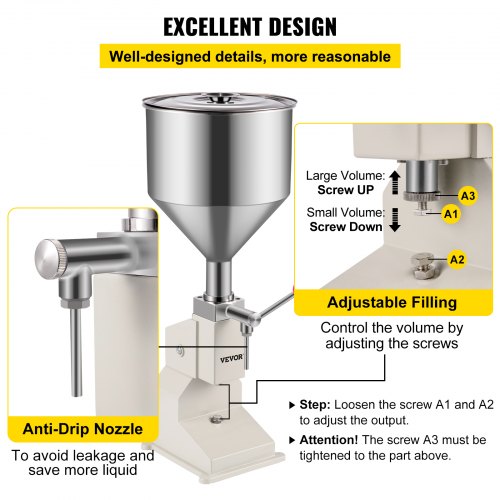 VEVOR 5-50ml Manual Filling Machine Liquid Filling Machine Bottle Filler Stainless Steel Bottle Filling Machine for Liquid Water